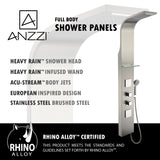 ANZZI SP-AZ023 Niagara 64 in. 2-Jetted Shower Panel with Heavy Rain Shower and Spray Wand in Brushed Steel