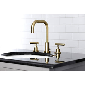 Kingston Brass FSC8933CML Manhattan Widespread Bathroom Faucet with Brass Pop-Up, Brushed Brass