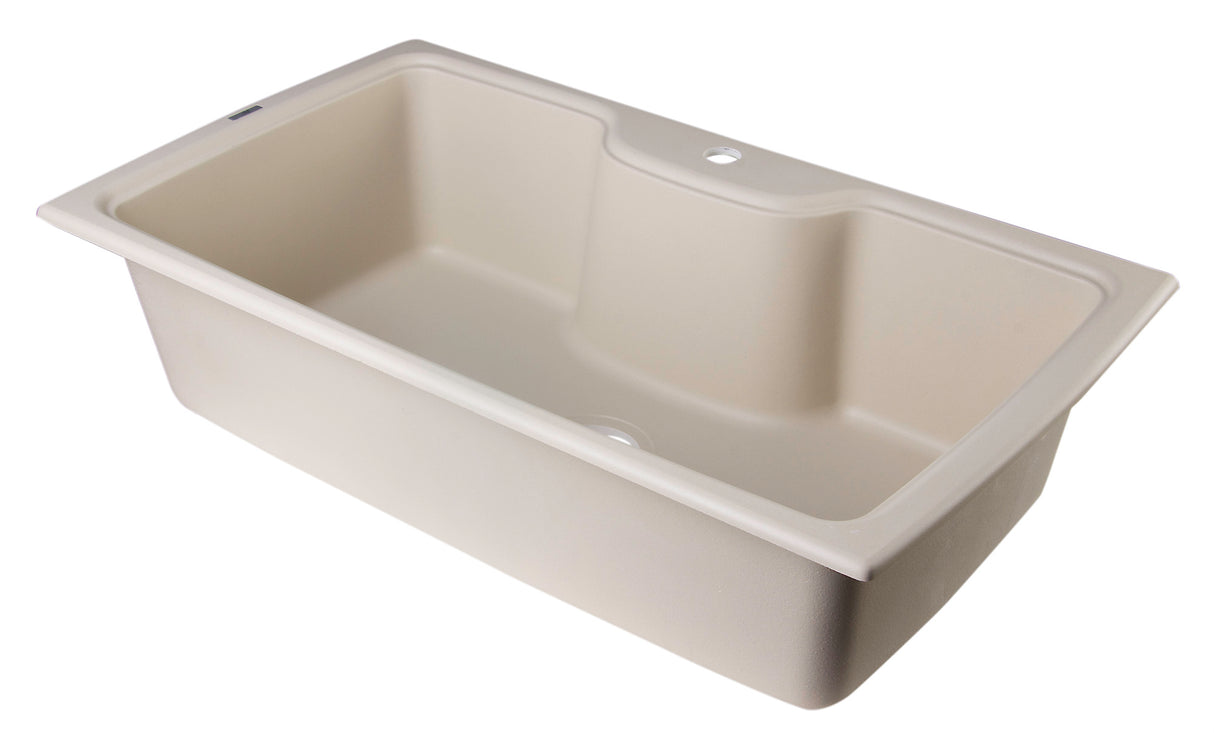 ALFI brand AB3520DI-B Biscuit 35" Drop-In Single Bowl Granite Composite Kitchen Sink