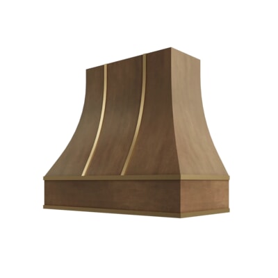 Shaker Kodiak Curved Hood with Brass Strapping - 36" W x 36" H