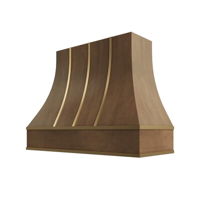 Shaker Kodiak Curved Hood with Brass Strapping - 48" W x 36" H