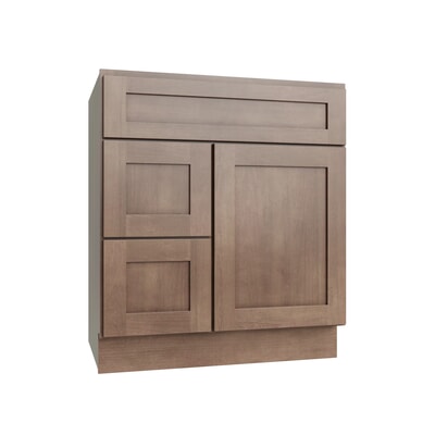Shaker Kodiak Vanity Sink Base Left Drawer Stacking Cabinet - 30" W