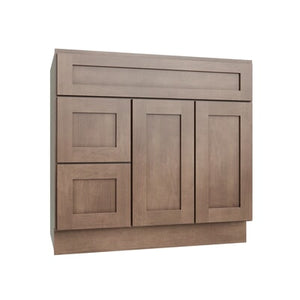 Shaker Kodiak Vanity Sink Base Left Drawer Stacking Cabinet - 36