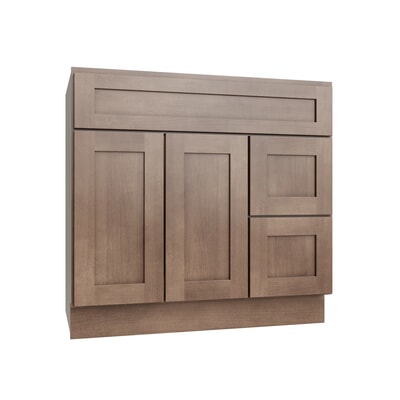 Shaker Kodiak Vanity Sink Base Right Drawer Stacking Cabinet - 36" W
