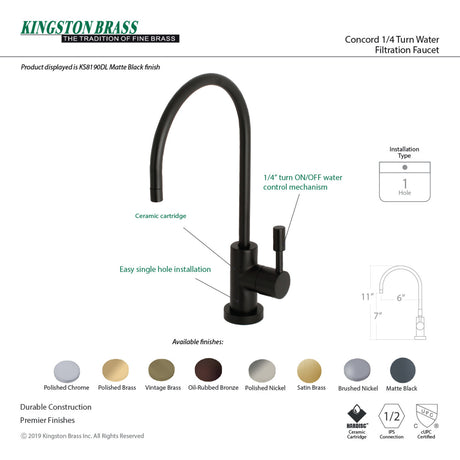 Kingston Brass KS8198DL Concord Single-Handle Water Filtration Faucet, Brushed Nickel