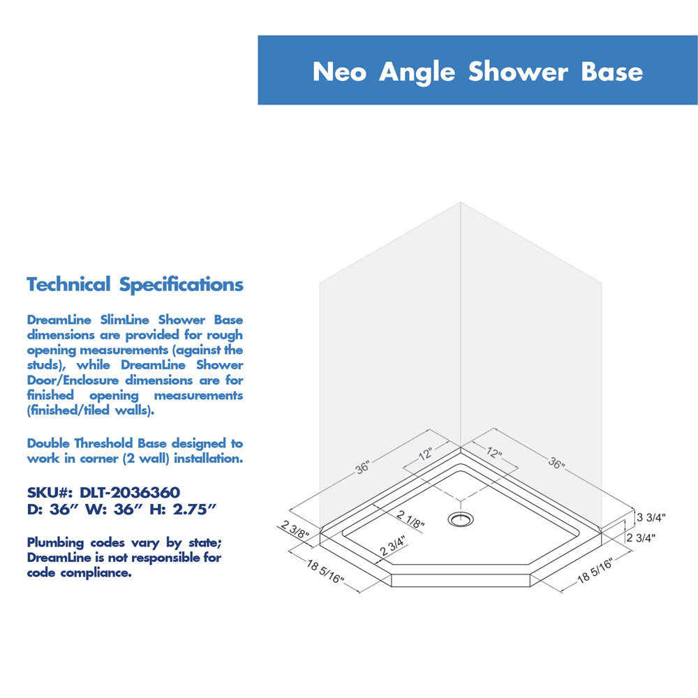 DreamLine Prism 40 in. x 74 3/4 in. Frameless Neo-Angle Pivot Shower Enclosure in Satin Black with White Base Kit