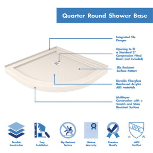 DreamLine Prime 36 in. x 74 3/4 in. Semi-Frameless Clear Glass Sliding Shower Enclosure in Brushed Nickel with Biscuit Base Kit
