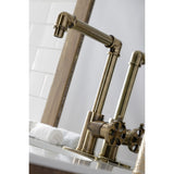 Kingston Brass KSD144RXAB Belknap Single-Handle Bathroom Faucet with Push Pop-Up, Antique Brass