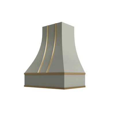 Shaker Moss Curved Hood with Brass Strapping - 30" W x 48" H