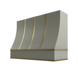 Shaker Moss Sloped Hood with Brass Strapping - 48" W x 30" H