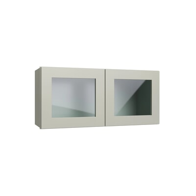 Shaker Moss 15" Wall Stacking Cabinets with Glass