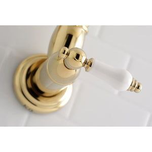 Kingston Brass KS3102PL Restoration Wall Mount Pot Filler Kitchen Faucet, Polished Brass
