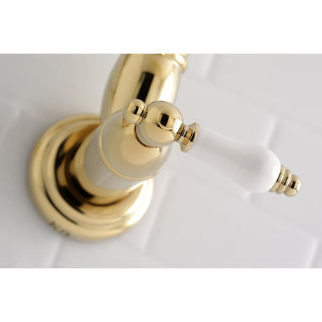 Kingston Brass KS3102PL Restoration Wall Mount Pot Filler Kitchen Faucet, Polished Brass