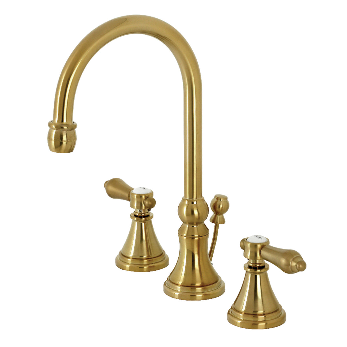 Kingston Brass KS2987BAL Heirloom Widespread Bathroom Faucet with Brass Pop-Up, Brushed Brass