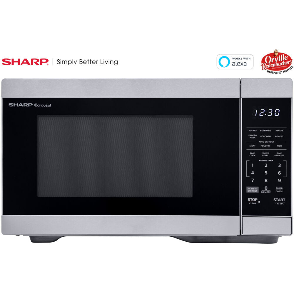 Sharp SMC1169KS 1.1 CF Smart Countertop Microwave Oven, Orville Redenbacher's Certified