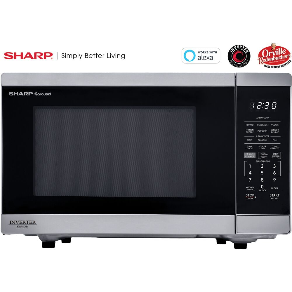 Sharp SMC1469KS 1.4 CF Smart Countertop Microwave Oven, Orville Redenbacher's Certified