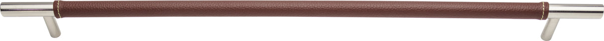 Atlas Homewares Zanzibar Brown Appliance Pull 17 Inch (c-c) Leather Polished Chrome