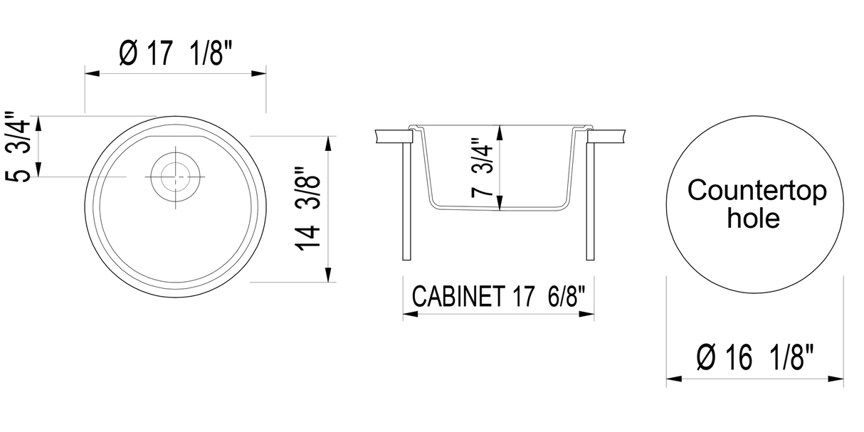 ALFI brand AB1717DI-B Biscuit 17" Drop-In Round Granite Composite Kitchen Prep Sink