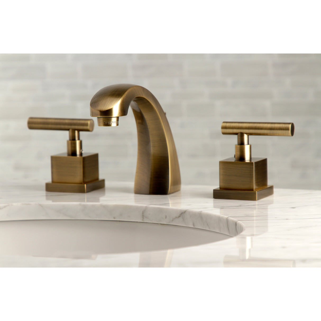 Kingston Brass KS4983CQL Claremont 8" Widespread Bathroom Faucet, Antique Brass