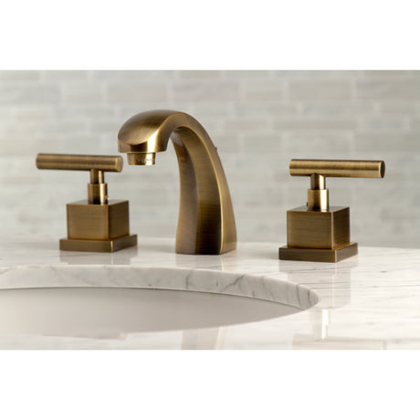 Kingston Brass KS4983CQL Claremont 8" Widespread Bathroom Faucet, Antique Brass
