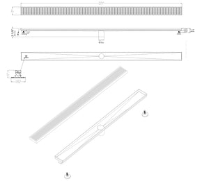 ALFI brand 59" Stainless Steel Linear Shower Drain with Groove Lines