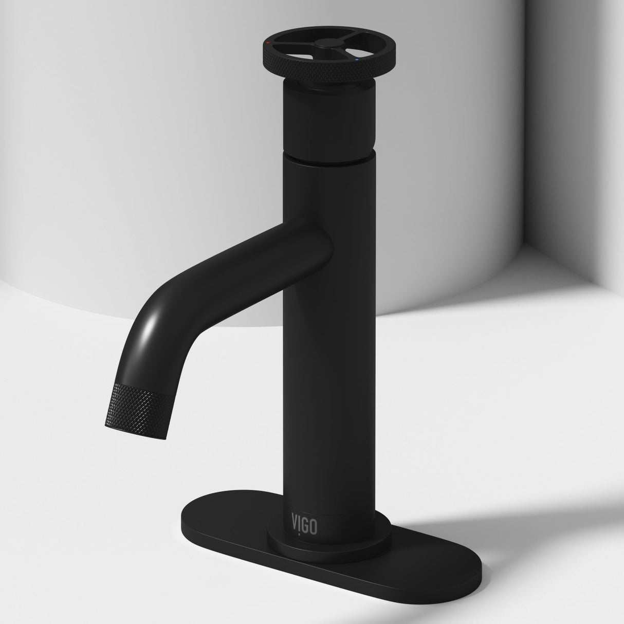 VIGO Cass Pinnacle Single Hole Single-Handle Bathroom Faucet with Deck Plate in Matte Black VG01046MBK1