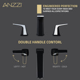ANZZI L-AZ905MB-CH 2-Handle 3-Hole 8 in. Widespread Bathroom Faucet With Pop-up Drain in Matte Black & Chrome
