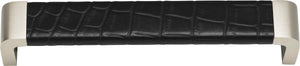 Atlas Homewares Paradigm Pull 6 5/16 Inch (c-c) BN & Black Croc Leather