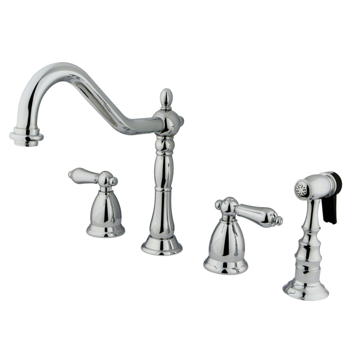 Kingston Brass KS1791ALBS Widespread Kitchen Faucet, Polished Chrome