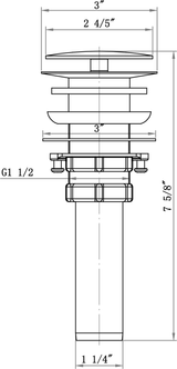 ALFI brand AB5009-PSS Polished Stainless Stainless Steel Pop Up Drain for Sink w/o Overflow