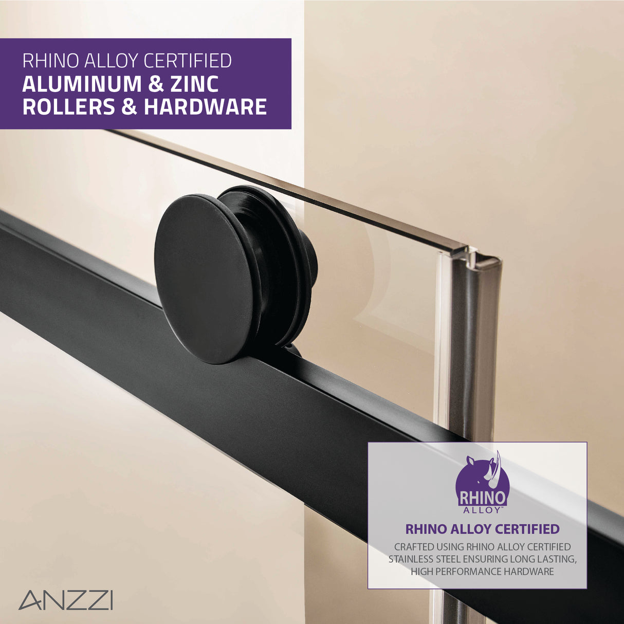 ANZZI SD-FRLS05702MBR Series 60 in. x 76 in. Frameless Sliding Shower Door with Handle in Matte Black