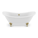 ANZZI FT-AZ132BG Falco 5.8 ft. Claw Foot One Piece Acrylic Freestanding Soaking Bathtub in Glossy White with Brushed Gold Feet