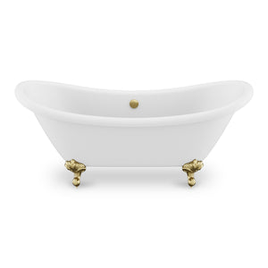 ANZZI FT-AZ132BG Falco Claw Foot 67" One Piece Acrylic Freestanding Soaking Bathtub in Glossy White with Brushed Gold Feet