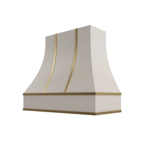 Shaker Sand Curved Hood with Brass Strapping - 42" W x 36" H