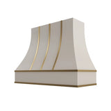 Shaker Sand Curved Hood with Brass Strapping - 48" W x 30" H