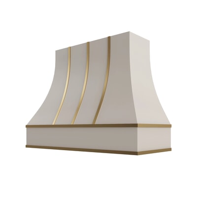 Shaker Sand Curved Hood with Brass Strapping - 48" W x 36" H
