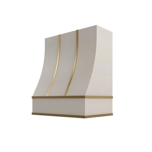 Shaker Sand Sloped Hood with Brass Strapping - 30" W x 36" H