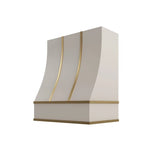Shaker Sand Sloped Hood with Brass Strapping - 30" W x 48" H