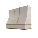 Shaker Sand Sloped Hood with Brass Strapping - 42" W x 30" H