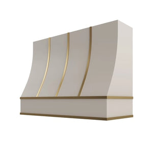 Shaker Sand Sloped Hood with Brass Strapping - 48" W x 48" H