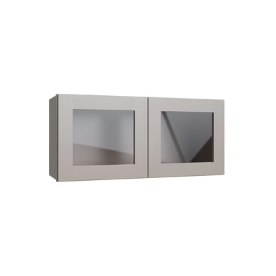 Shaker Sand 15" Wall Stacking Cabinets with Glass