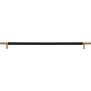 Atlas Homewares Zanzibar Black Appliance Pull 17 Inch (c-c) Leather Warm Brass
