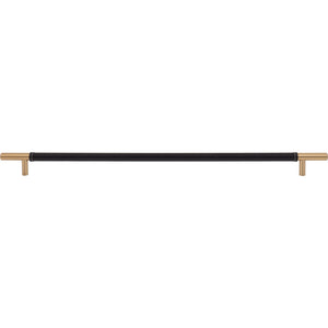 Atlas Homewares Zanzibar Black Appliance Pull 17 Inch (c-c) Leather Warm Brass