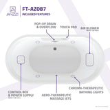 ANZZI FT-AZ087 Jetson Series 67" Air Jetted Freestanding Acrylic Bathtub in White