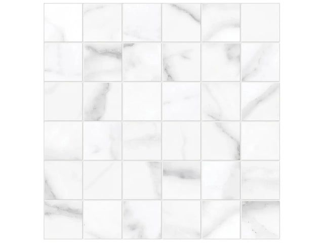Anatolia Tile 2X2 La Marca Statuario Honed 36 Piece Mosaics. 1 Sheet = .96 Sf. 4501-0374-0 (68-475) Statuario Nuovo 2x2 Honed - premium natural stone mosaic tile from Anatolia Tile, available at PoshHaus showroom in Keene, NH