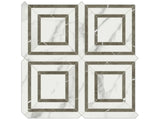 Anatolia Tile Mayfair Statuario Venato Piazza Polished Porcelain Mosaics. 1 Sheet = .96 Sq. Ft. 4501-0154-1 Statuario Venato Piazza - premium natural stone mosaic tile from Anatolia Tile, available at PoshHaus showroom in Keene, NH