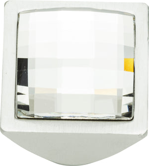 Atlas Homewares Crystal Large Square Knob 1 Inch Matte Chrome