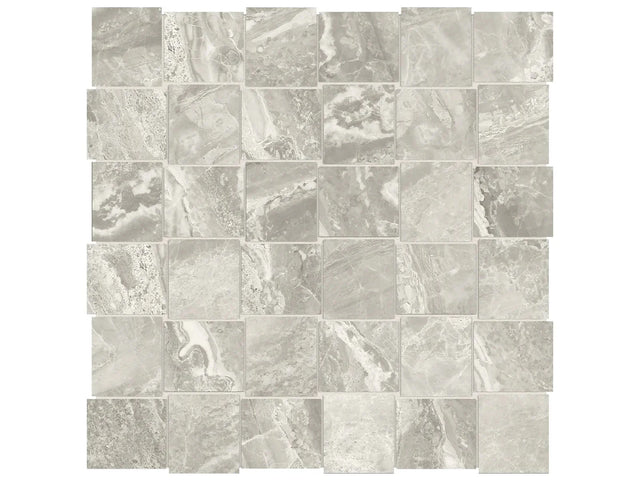 Anatolia Tile 2X2 Basketweave Mayfair Stella Agento Matte Porcelain Mosaics. 1 Sheet = .98 Sq. Ft. 4501-0130-1 Stella Argento 2x2 Basketweave Polished - premium natural stone mosaic tile from Anatolia Tile, available at PoshHaus showroom in Keene, NH