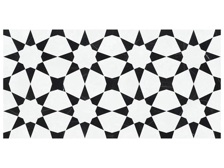 Anatolia Tile Utopio Stellar Nero Honed W/ Polished Accents Natural Stone Waterjet Mosaic 5001-0387-0 Stellar Nero - premium natural stone mosaic tile from Anatolia Tile, available at PoshHaus showroom in Keene, NH