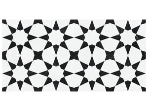 Utopio Stellar Nero Honed W/ Polished Accents Natural Stone Waterjet Mosaic